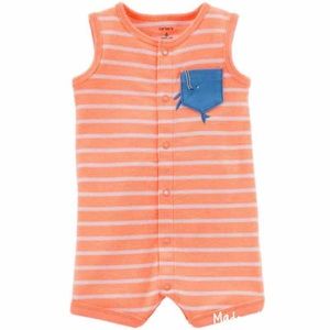 Carter’s Striped Orange Toddler Whale Romper 24M